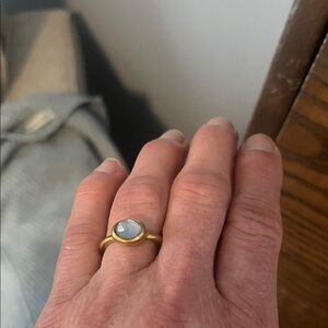 Julie Vos Gold Ring with Milky Blue Stone